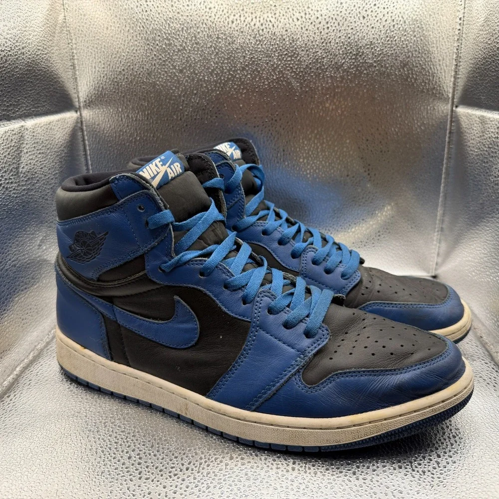Size 13 Jordan 1 Retro OG High Dark Marina Blue Mens Sneaker Shoes 555088-404